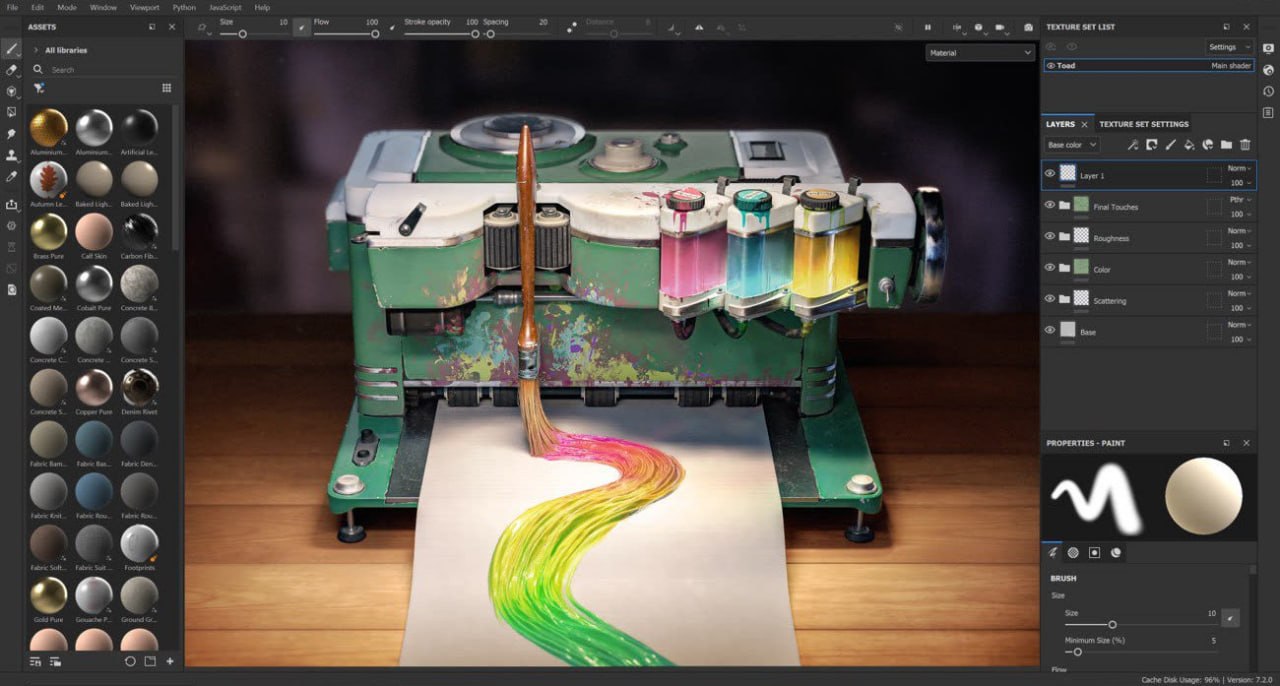 أدوبي سَبستانس ثري دي بينتر Adobe Substance 3D Painter – برنامج تلوين وتخطيط خامات النماذج ثلاثية الأبعاد